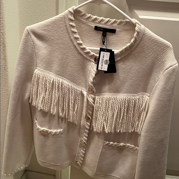 Maje Moussailla Fringe Cardigan Size 3 - Picture 6 of 8